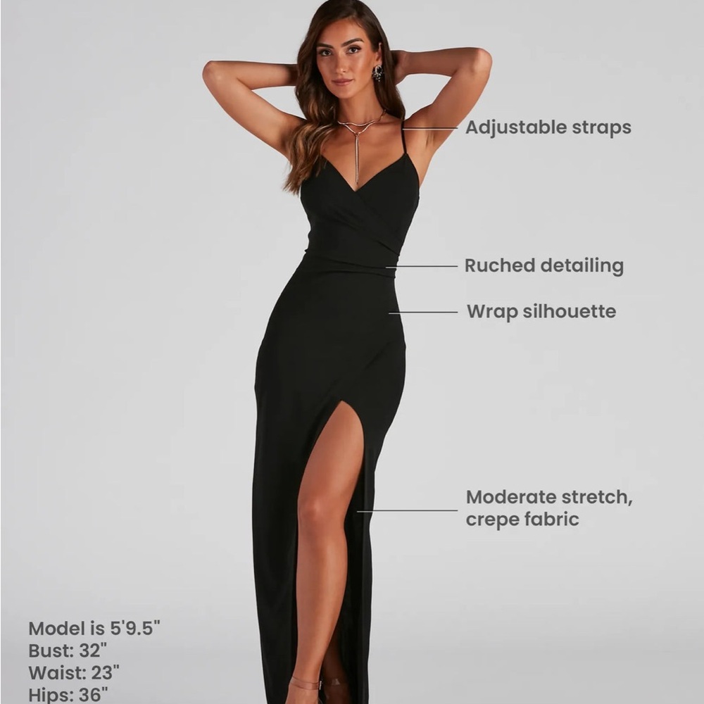 Windsor Black Formal High Split Dress
